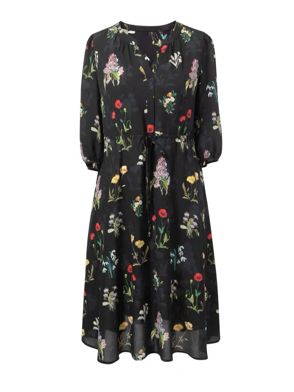 Été 2025 nouveau Sle femmes en mousseline de soie Dr ort Sve imprimé fleuri irt Dr matériau mince v-ne jupe mi-longue