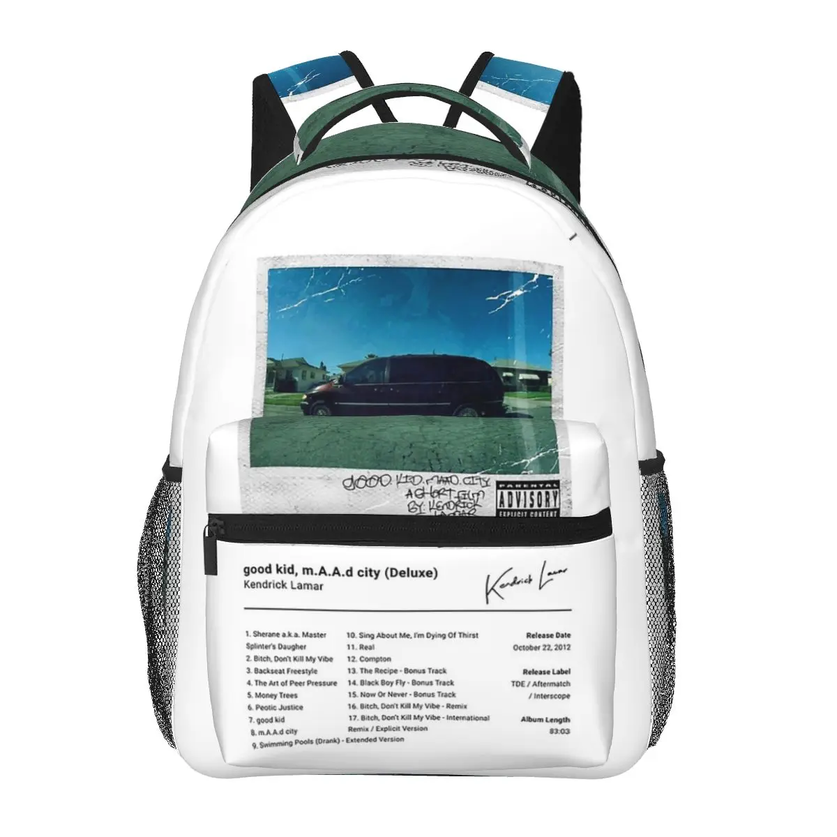 Kendrick Lamar Good Kid Maad City Deluxe Album Art Student Backpack School Bag Daypack for Boys Girls Bookbag Shoulder Bags