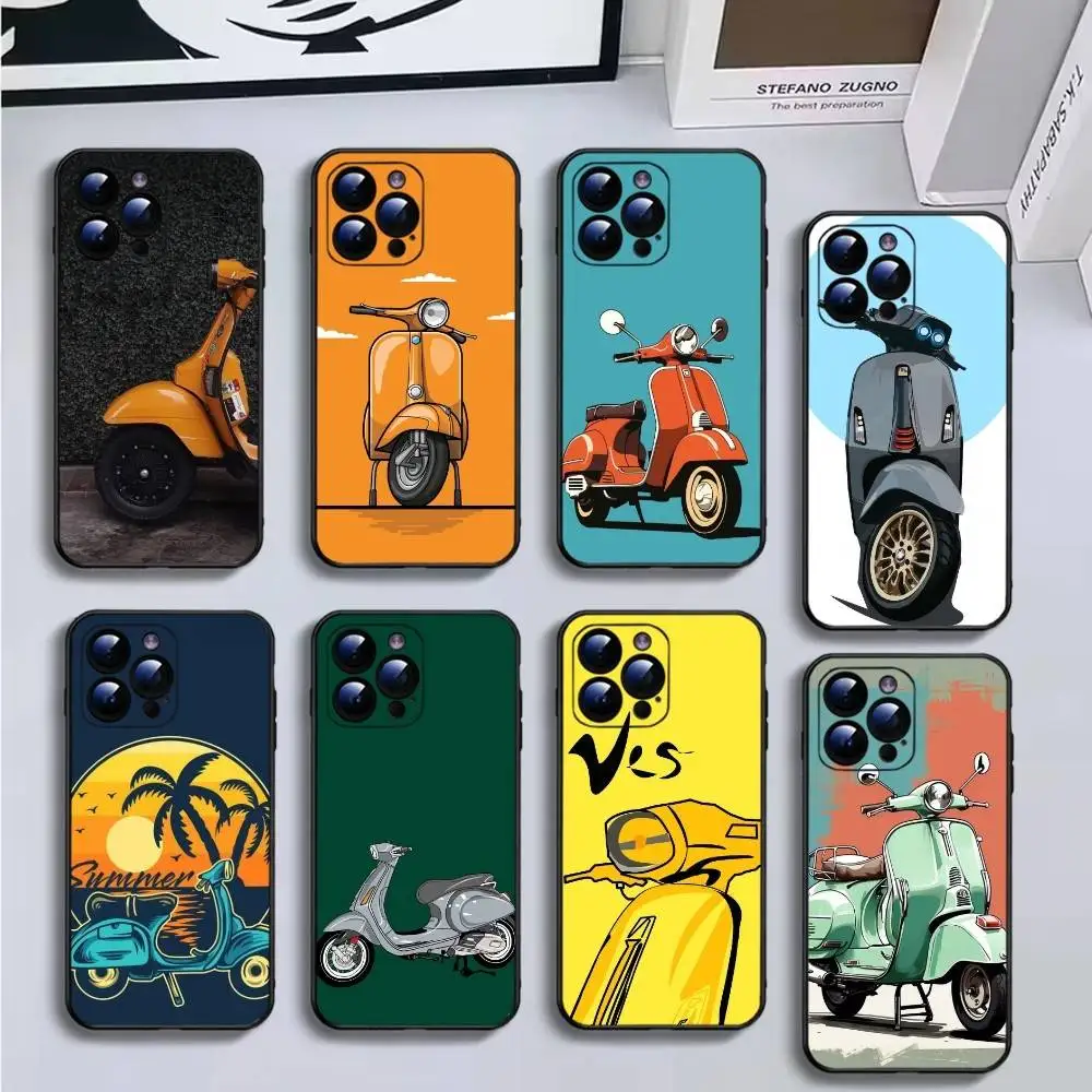 

Brand V-Vespa Scooter Phone Case For iPhone16,15,14,13,12,11 Plus,Pro Max,XS,X,XR,SE,Mini,8,7,Soft Black Cover