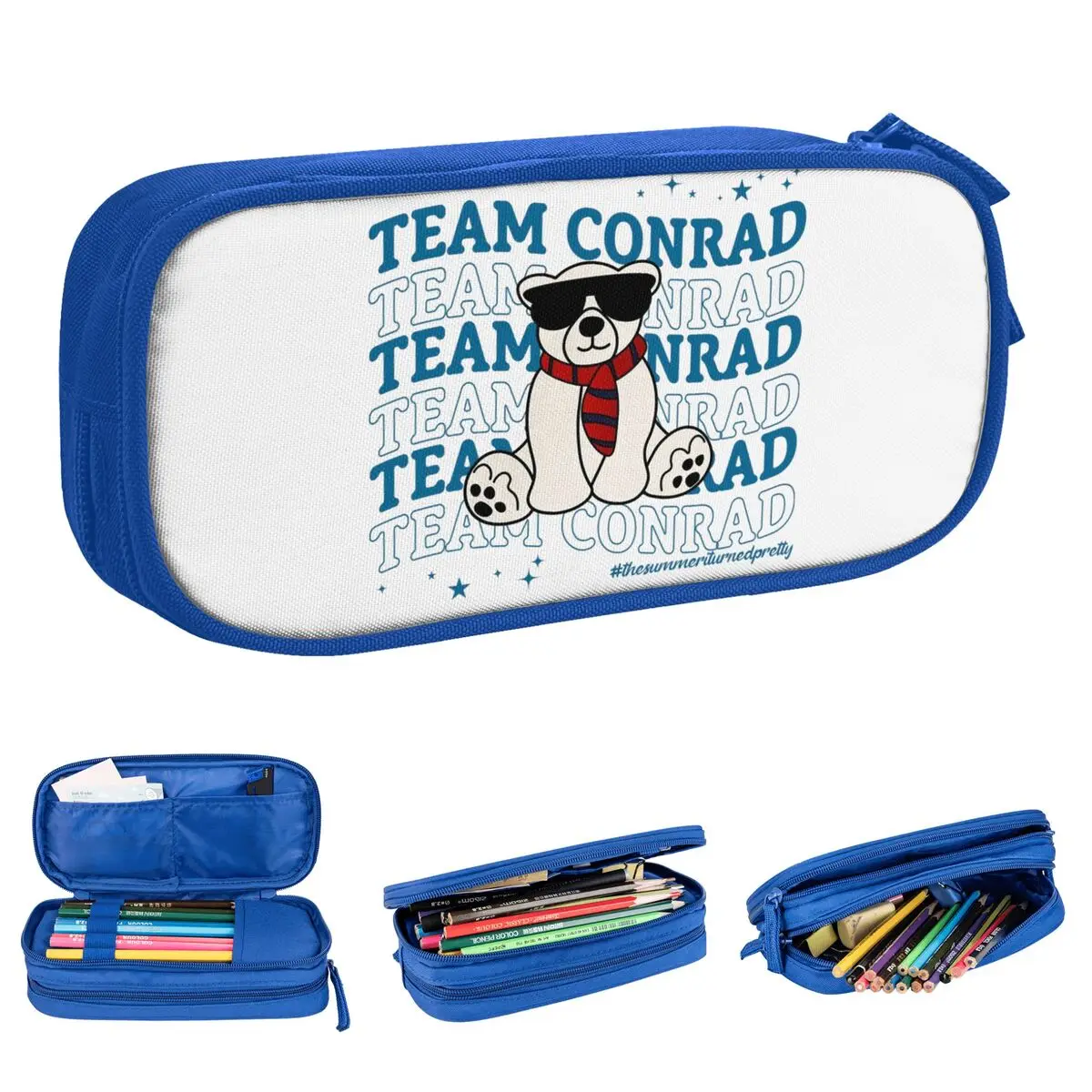 تيم كونراد الدب الأبيض الصيف تحولت إلى مقلمة جميلة صندوق القلم حقيبة أطفال تخزين كبير مدرسة مستحضرات التجميل قلم رصاص الحقيبة #2