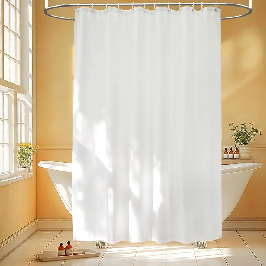 

Waterproof Fabric Shower Curtain Liner with 3 Extra-Large Magnets, 72 x 72 inch Washable Cloth Shower Liner Odorless Hotel Quali