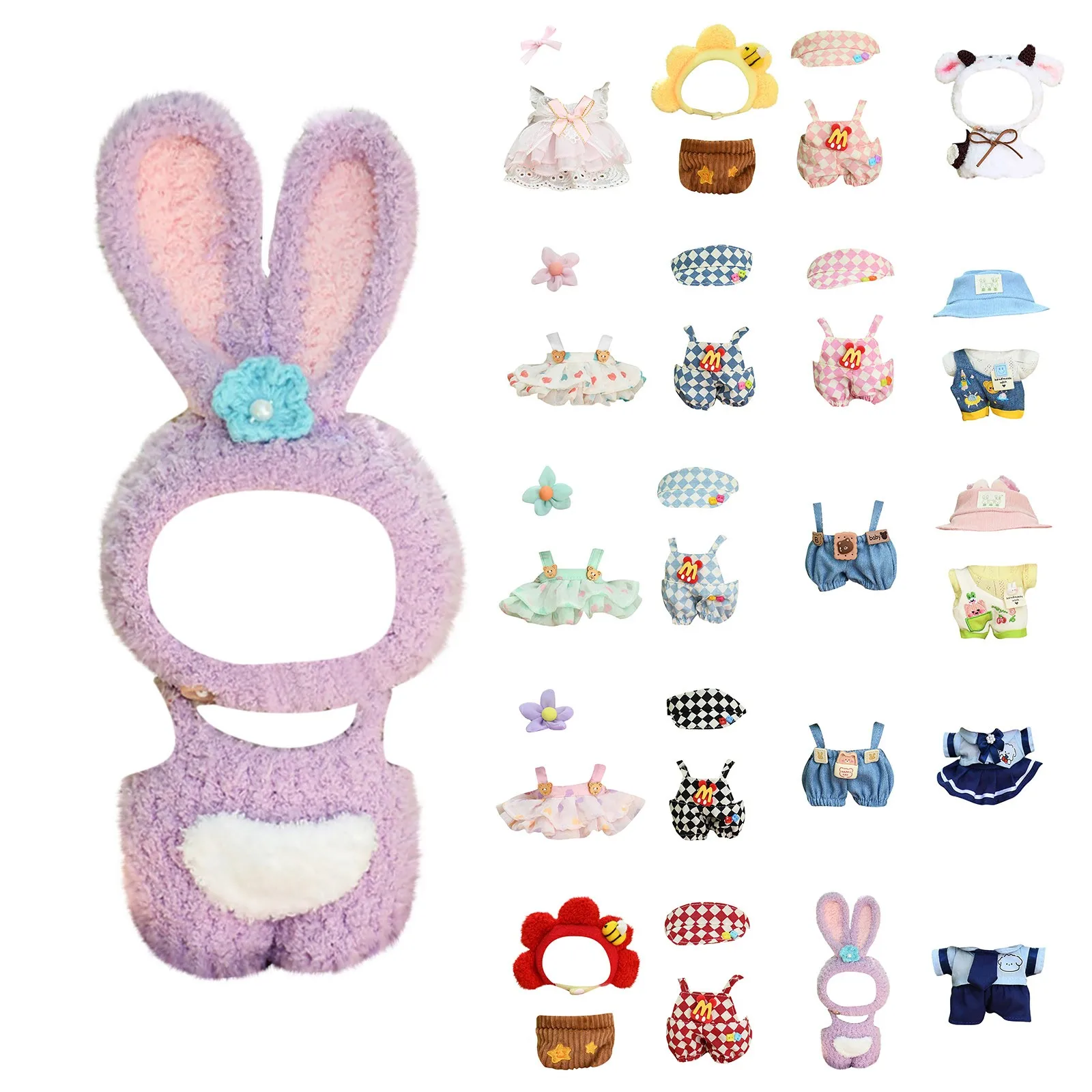 

20 styles For 17cm Labubu baby clothes series doll clothes Macaron for Modern style of labubu outfit