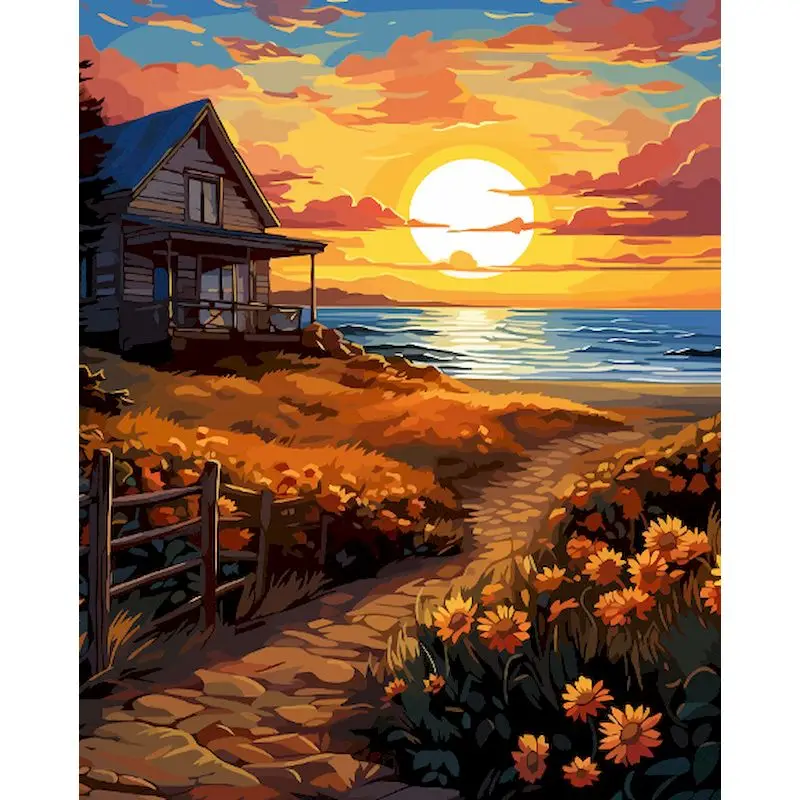 

GATYZTORY 60x75cm Painting By Numbers For Adults Handpainted Canvas painting Scenery Painting by numbers For adults Home decor