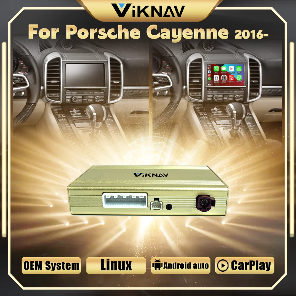 

Car Decoder Box For Porsche Cayenne 2016- Viknav Linux System Upgrade Interface Wireless Apple CarPlay Android Auto Decoder Box