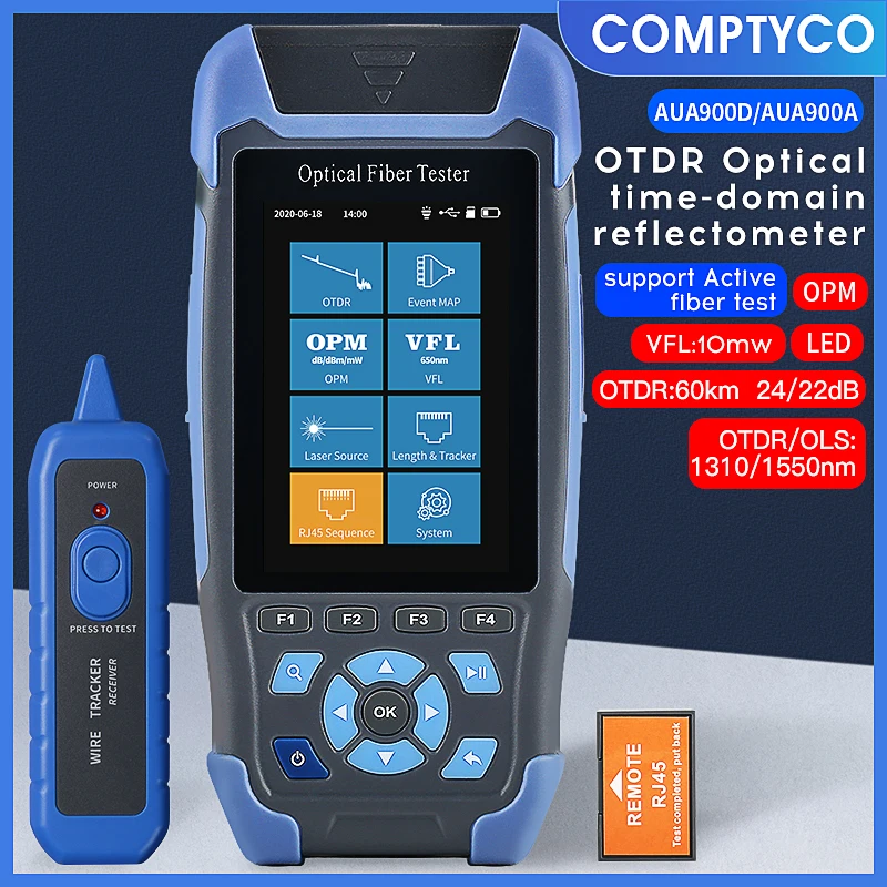 Mini Pro OTDR Optical Fiber Reflectometer AUA900D/A With 9 Functions VFL OLS OPM Event Map RJ45 Ethernet Cable Tracker Tester