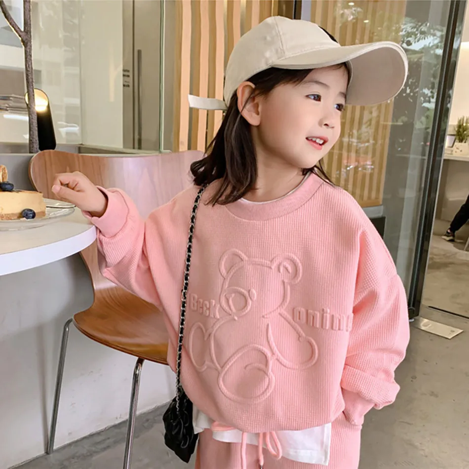 Conjunto oso infantil niña tops pantalón primavera - imagen 3