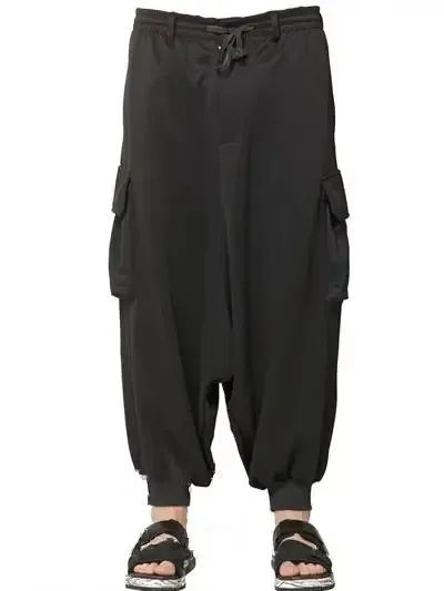 27-46 2025 novas roupas masculinas femininas originais calças de virilha grande hiphop middlelowlevel harem calças amantes trajes tamanhos grandes