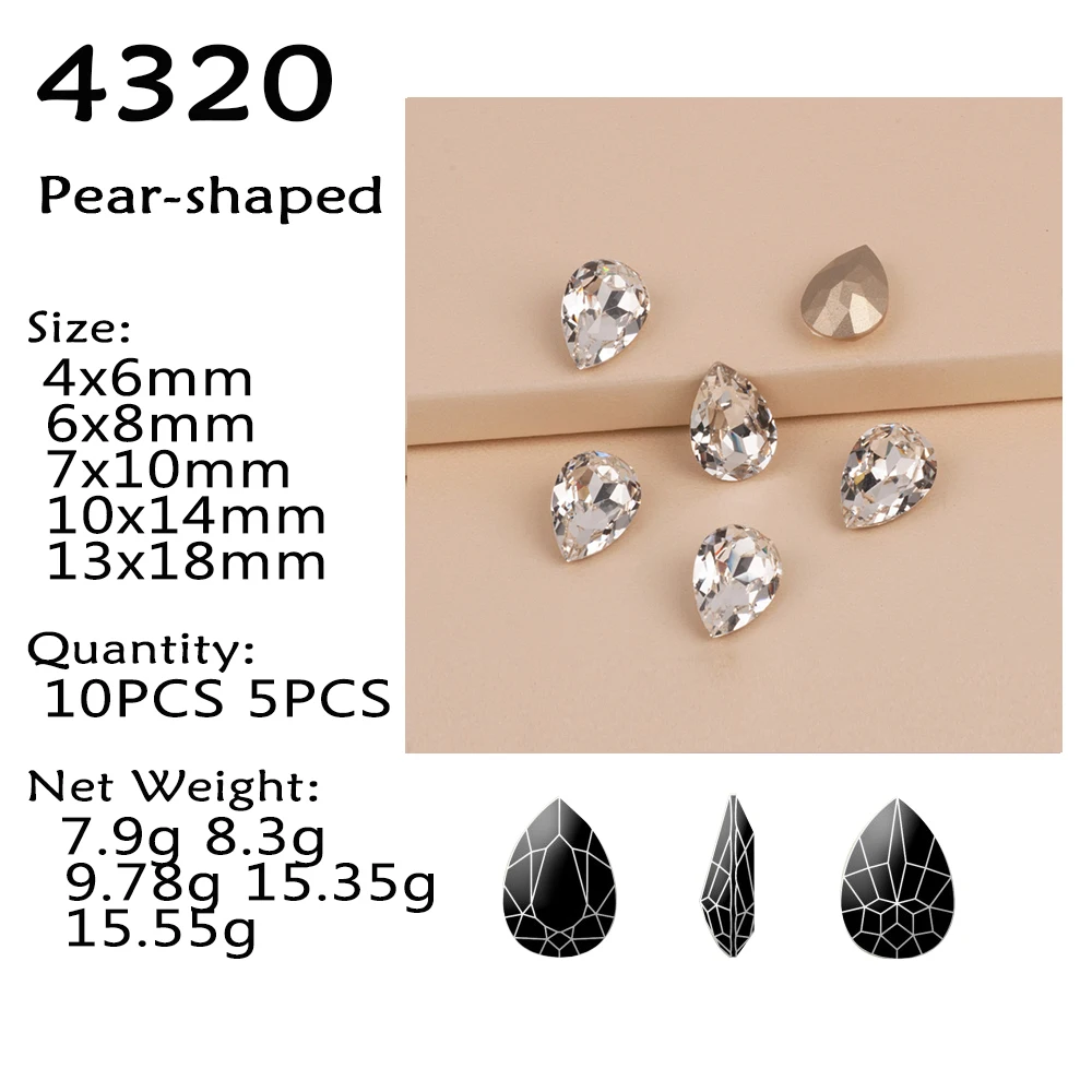 Different Shapes Super Clear 10PCS Rhinestones Glass DIY Accessories Crafts Crystal Jewels Beads For Nail Art Garment Decoration