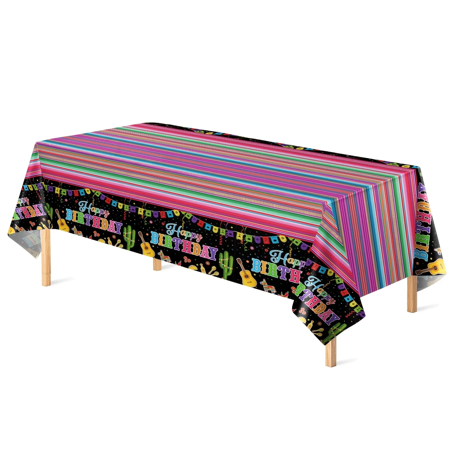 A piece of black birthday Mexican tablecloth, carnival Mexican tablecloth, carnival party tablecloth, yzb