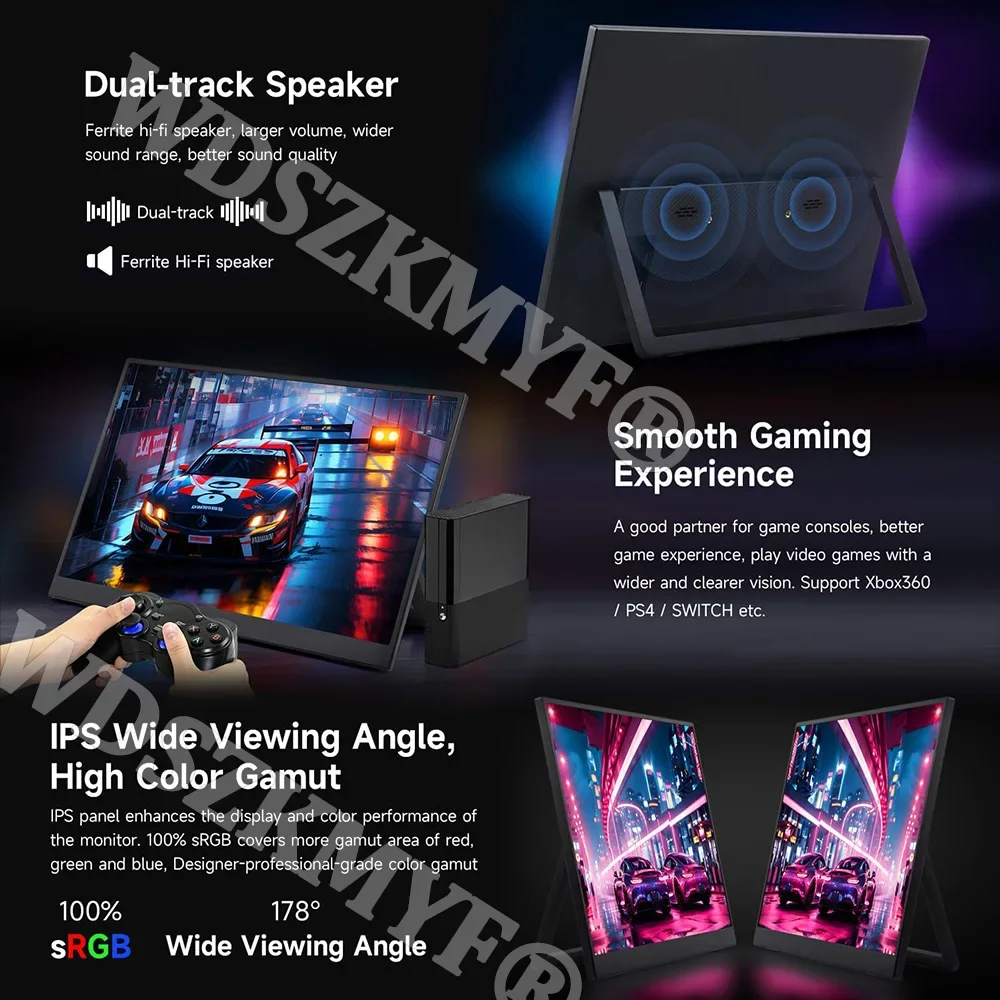 شاشة محمولة لاسلكية مقاس 18.5 بوصة/15.6 بوصة FHD 16:9 360 ° دوران للهاتف الخليوي PC Loptop السلكية لـ XBox PS4 / 5 Switch Extension #5