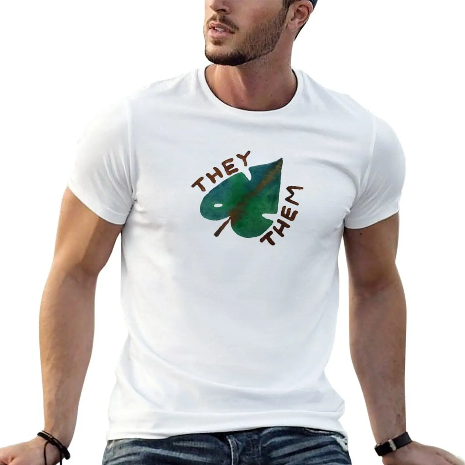

They/Them Tropical Pronouns T-Shirt graphic t shirts for man cotton t shirt pack t shirts for man pack white T-shirt