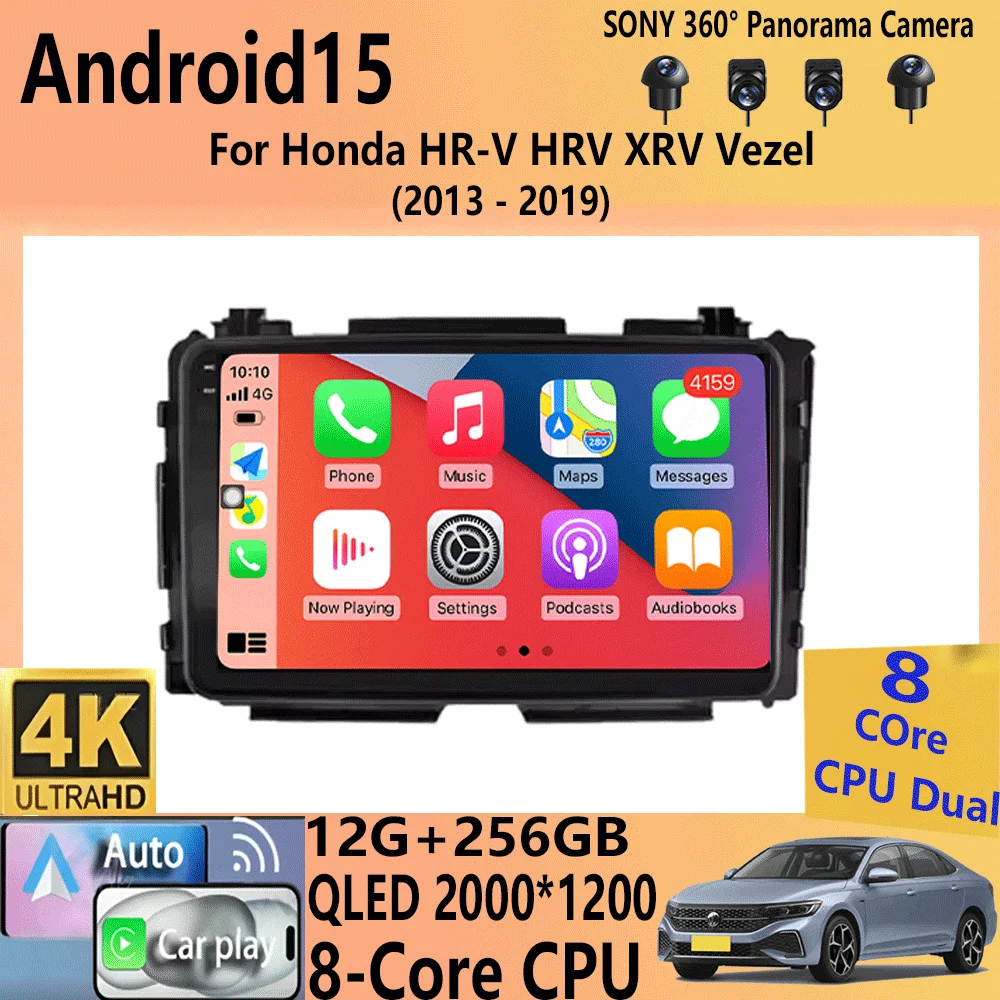 

Для Honda HR-V HRV XRV Vezel 2013-2019 Android 15 Автомобильный радиоприемник Мультимедийный видеоплеер Навигация GPS 2 Din Carplay Auto 1280*720
