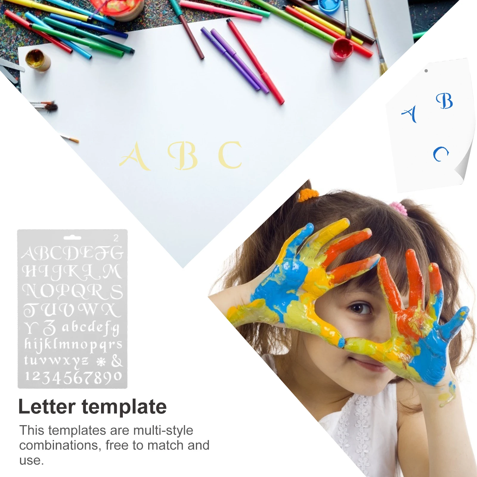 

12 Pcs Painting Template English Stencils for Number Alphabet Plastic Reusable Drawing