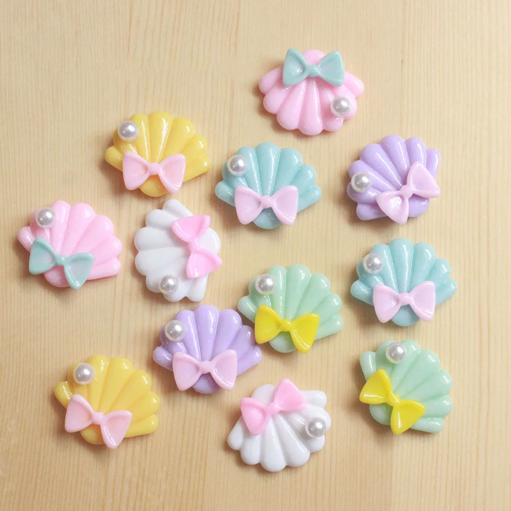 

30 Pcs Resin Accessories Pearl Shell Charms Craft Decoration DIY Phone Case Supplies Headdress nament Gifts Storage
