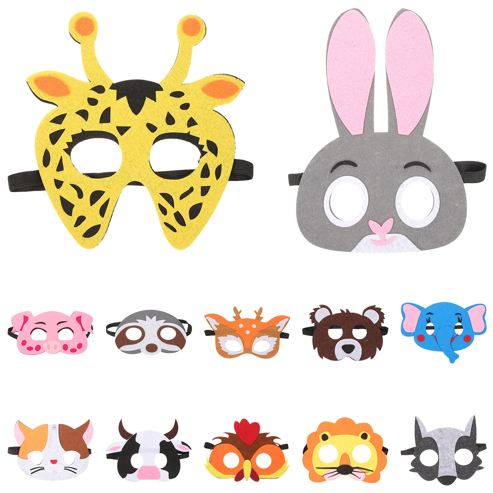 

12Pcs Kids Animal Masks Felt Cosplay Masks Funny Halloween Party Costume Accessories for Children Animal Cosplay Mask