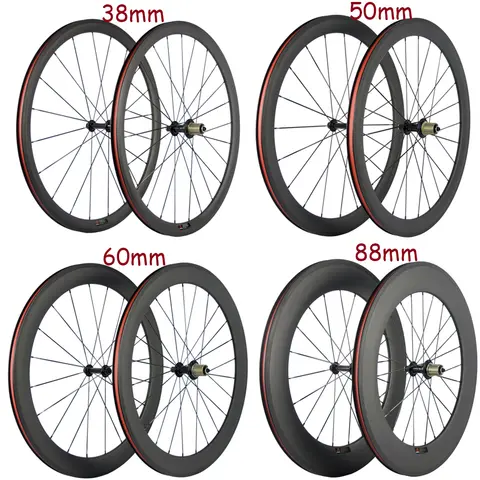 UCI 승인 SUPERTEAM 38/50/60/88mm Clincher 탄소 Wheelset 도로 자전거 바퀴 700C 탄소 자전거 바퀴 높은 TG