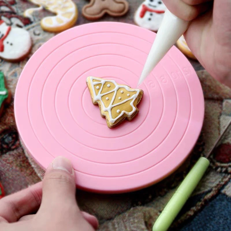 DIY Mini Plastic Cake Turntable, Rotating Revolving Platform for Fondant & Cookies, Home Kitchen Baking Tool
