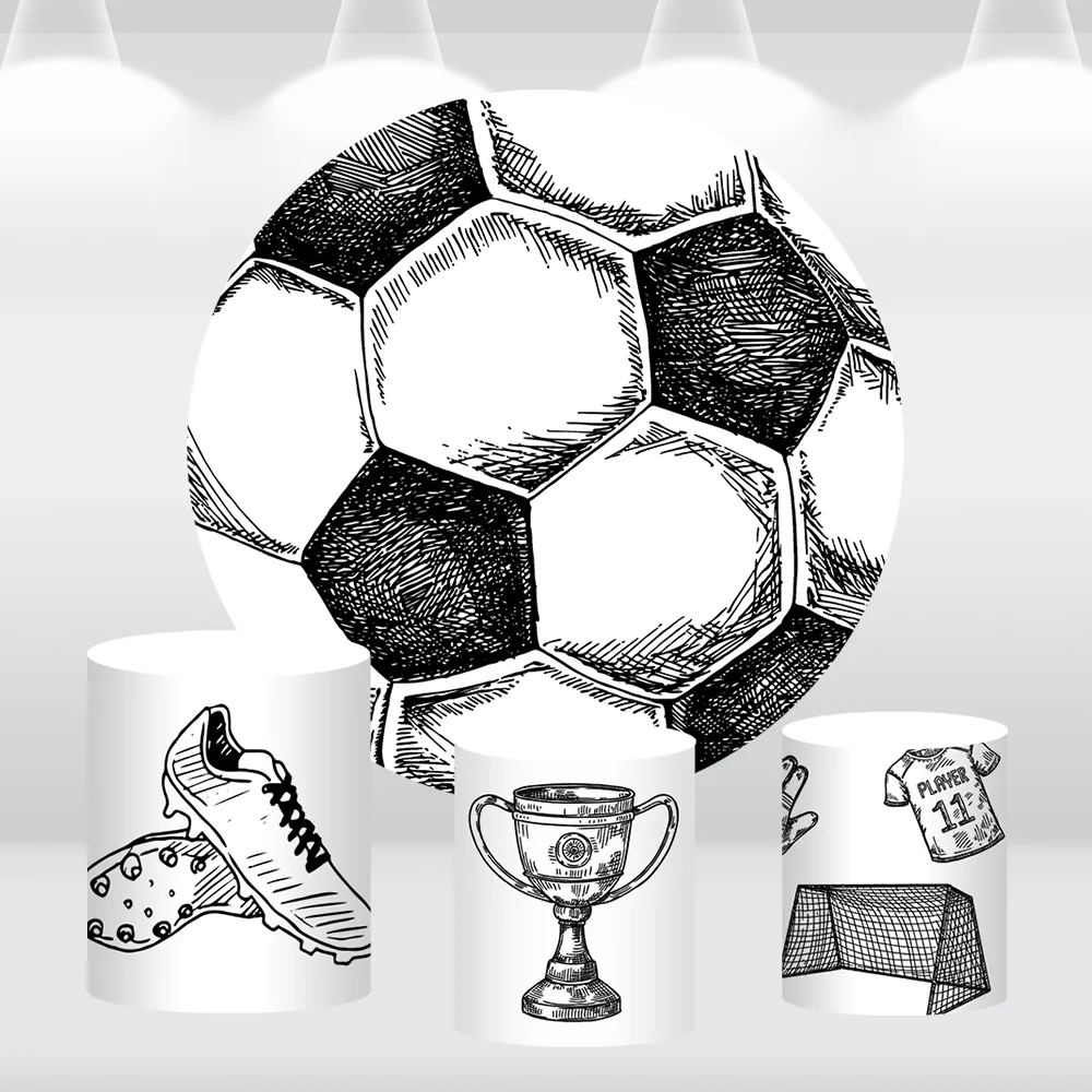 

Soccer Ball Round Backdrop for Boy Birthday Decoration Party Supplies Newborn Kids Sports Circle Backdrop Cake Table Banner