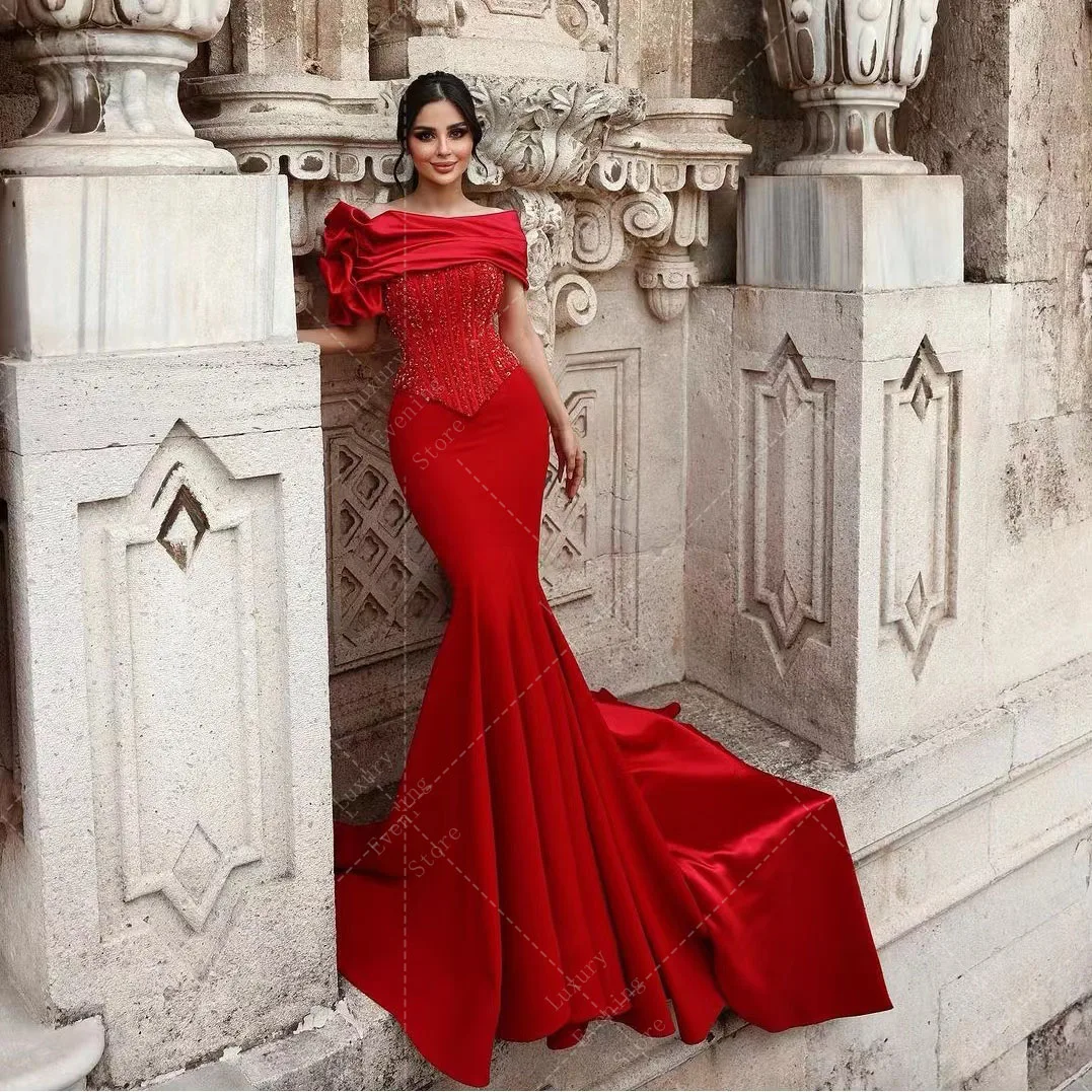 

Luxury Mermaid Celebrity Evening Dresses Woman's Crystal Strapless Off The Shoulder Prom Gowns Formal Elegant Vestidos De Noche