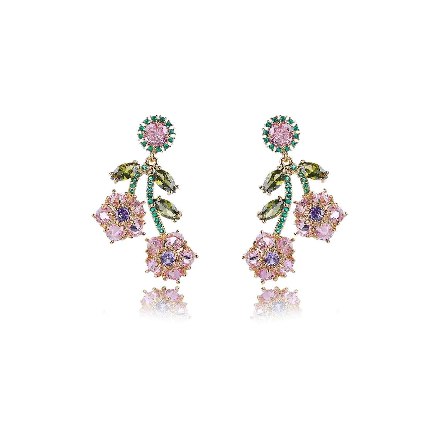 

Красивые серьги-капли с розовым камнем и зеленым цирконием для свадьбы невесты CE12090