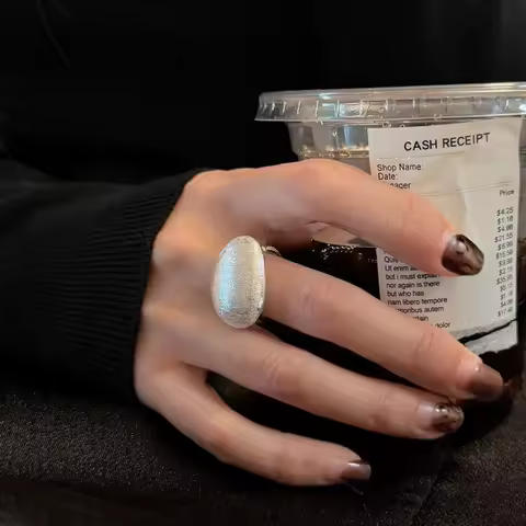 925 Sterling Silver Open Finger Ring Matte Oval Asymmetric Geometric Stackable Punk For Women Jewelry Gift Dropship Wholesale