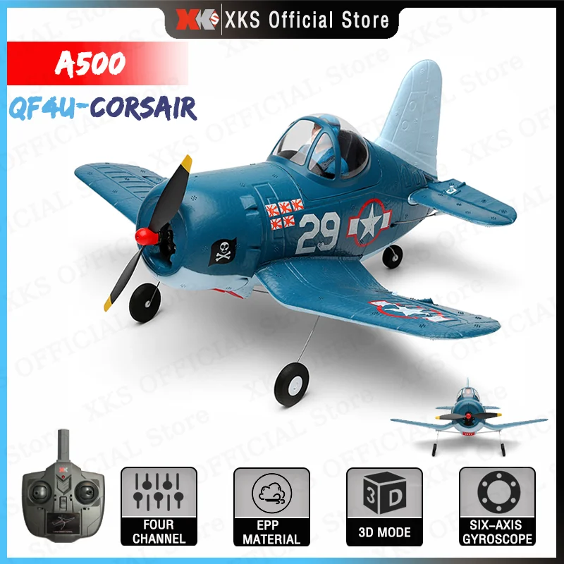 Wltoys-Avión de Control remoto XKS A500 A250 RC, QF4U Fighter, 4 canales, 3D/6G, giroscopio de 6 ejes, Mini avión eléctrico de juguete, regalo para niño