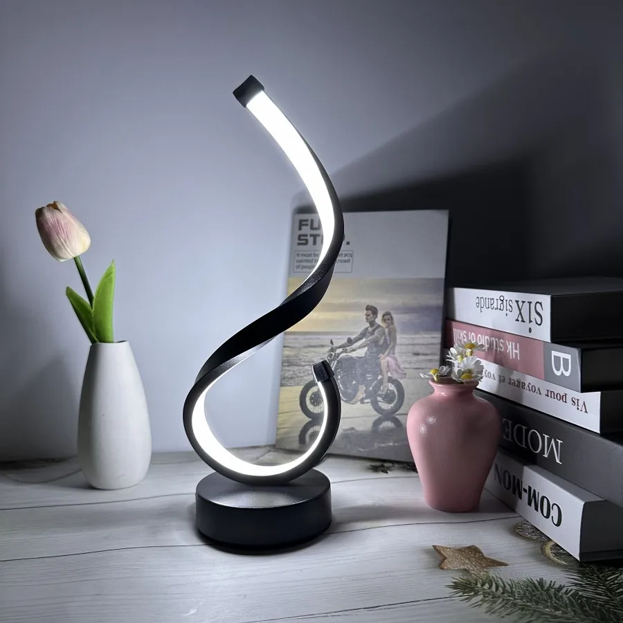 1PC Compact Modern Ironwork USB Three-color Dimming Desktop Decorative Lamp