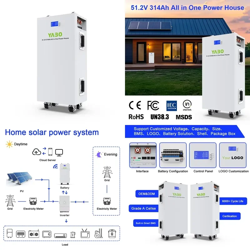 

【CHIMU HOME】 16kWh 51.2V LiFePO4 Battery Pack with Smart BMS for Home