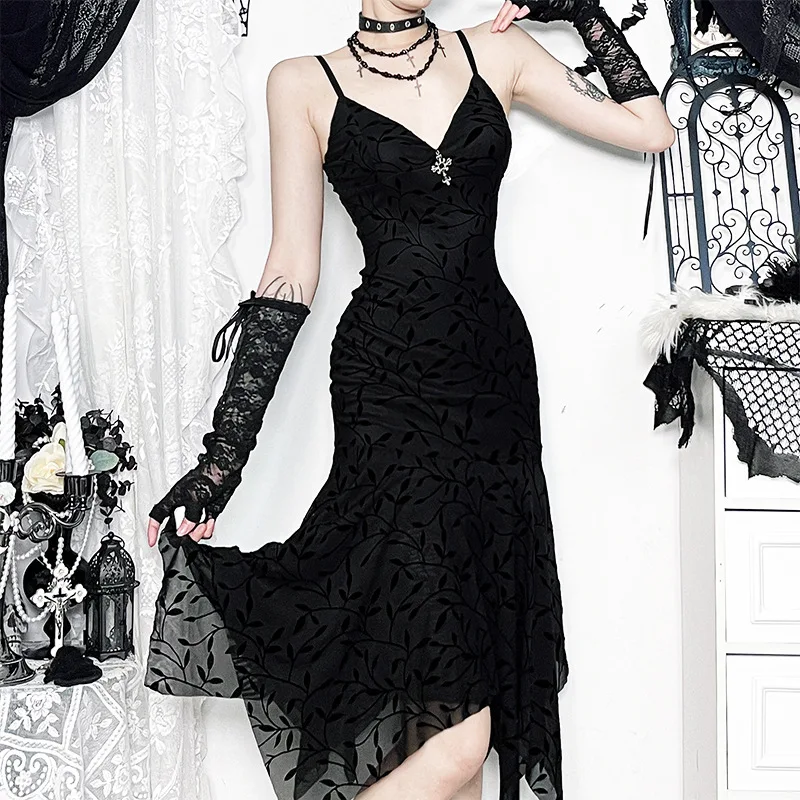 2025 novo vintage partywear reunindo impressão alças cruzadas vestido harajuku y2k retro feminino gótico plissado hem bodycon vestidos teachwear