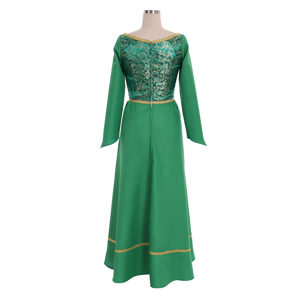 Shrek Cosplay Costumes Princess Fiona Printing Dress Women Sexy Clothes Neck Long Sleeve Dress Halloween Carnival Party Suit view 5
