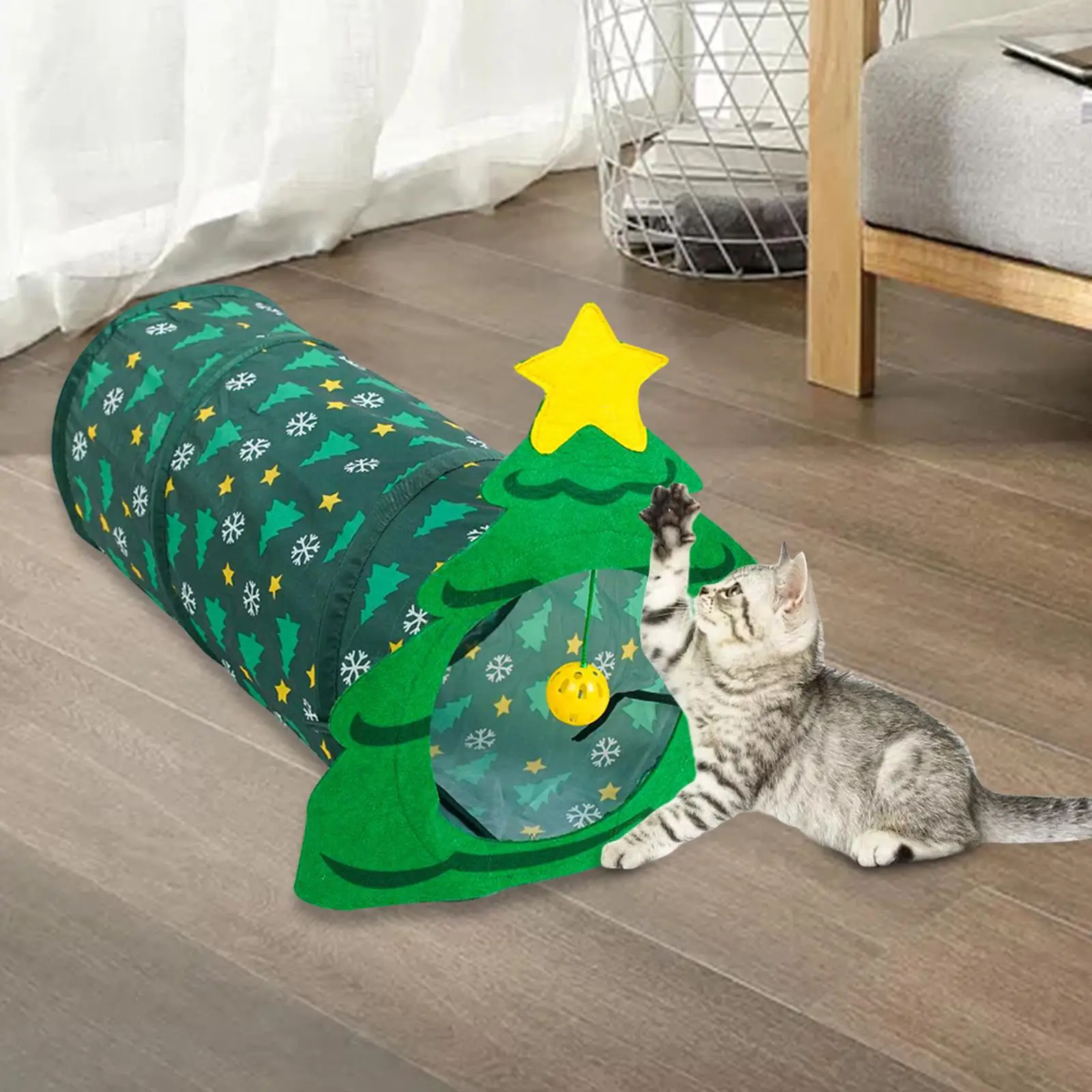 

Christmas Cat Tunnel Portable Small Animal Activity Toys Interactive Cat Toys