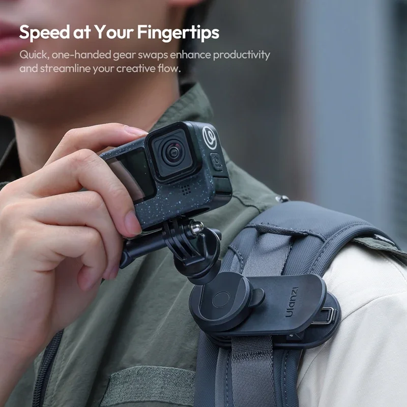 Ulanzi CK01 CK02 Magnetic Quick-Release Backpack Clip: Universal 1/4" Mount for GoPro, DJI Pocket 3 & DSLR
