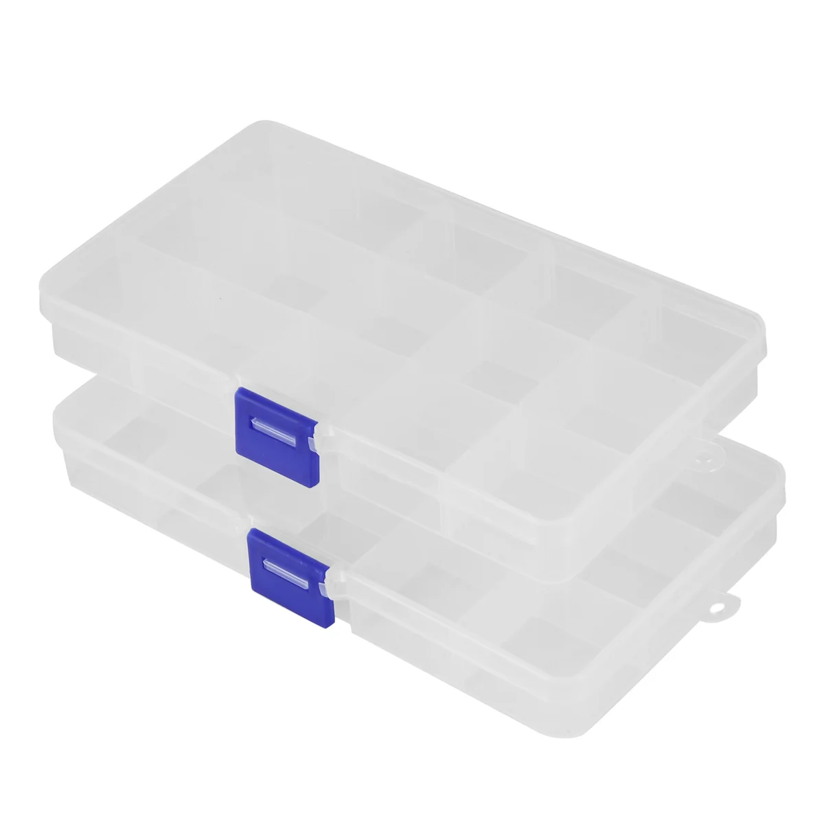 กล่องจัดระเบียบพลาสติก2แพ็คลูกปัดใสจัดสำหรับเครื่องประดับจัดการต่างหูลูกปัดงานฝีมือ (15ช่อง)