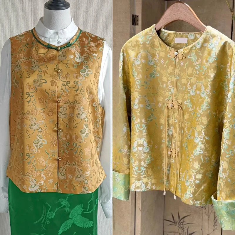 

Счастливый тыквенный узор в стиле песен, жаккардовая парча, шелковая атласная ткань, материал для платья ханьфу и чонсам в китайском стиле, оптовая продажа