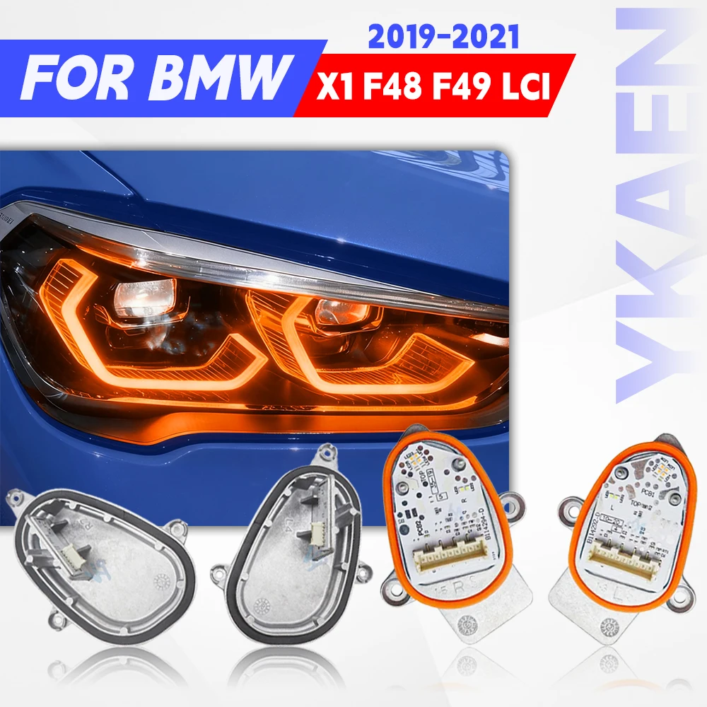 63119477821 For BMW X1 F48 F49 LCI 2019-2022 Yellow  Amber LED Angel Eye DRL Board Module Daytime Running Light Turn Signal Blue