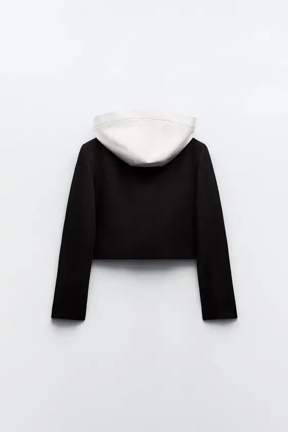 

Spring 2024 Women's ort Suit Jaet Hooded Fake Two-Piece Set Sweatirt Long Sve Regular Length Pure Color Versatile Sle