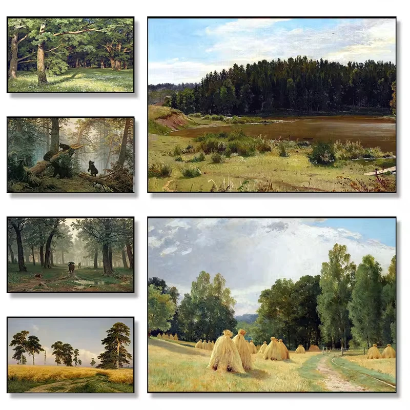 Ivan Shishkin Famous Russian Painter Realism Landscape Artwork Posters Canvas Painting Wall Art Pictures for Room Home Decor