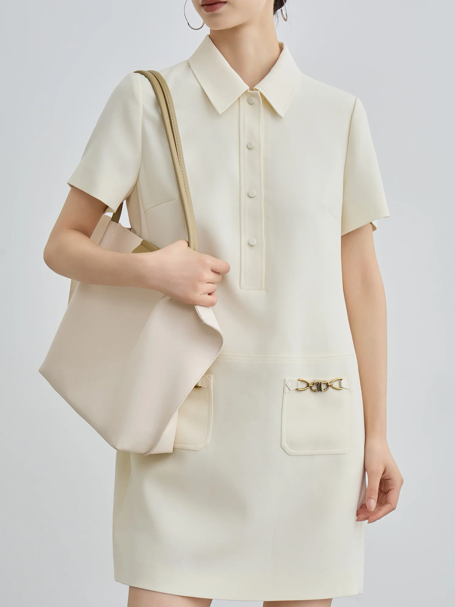 T-shirt col Ele Dr femme droite ample Miu Sle été Faion taille haute jupe trapèze décontracté pièce de base