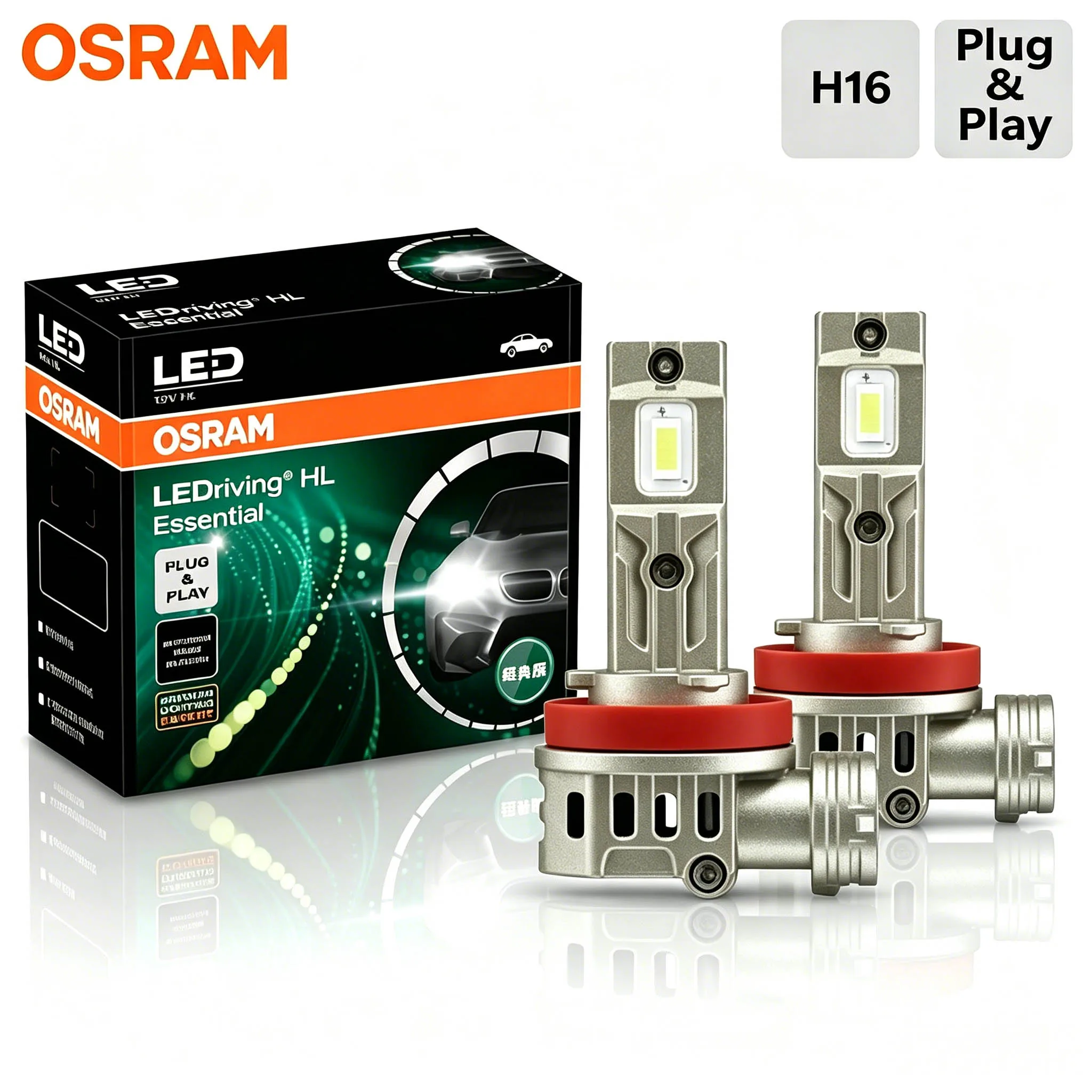 OSRAM H16 12V 70W 5000LM 6000K White LED Fog Light Bulbs PGJ19 Socket, High Bright Headlamp for Car Essential Lighting (1 Pair)