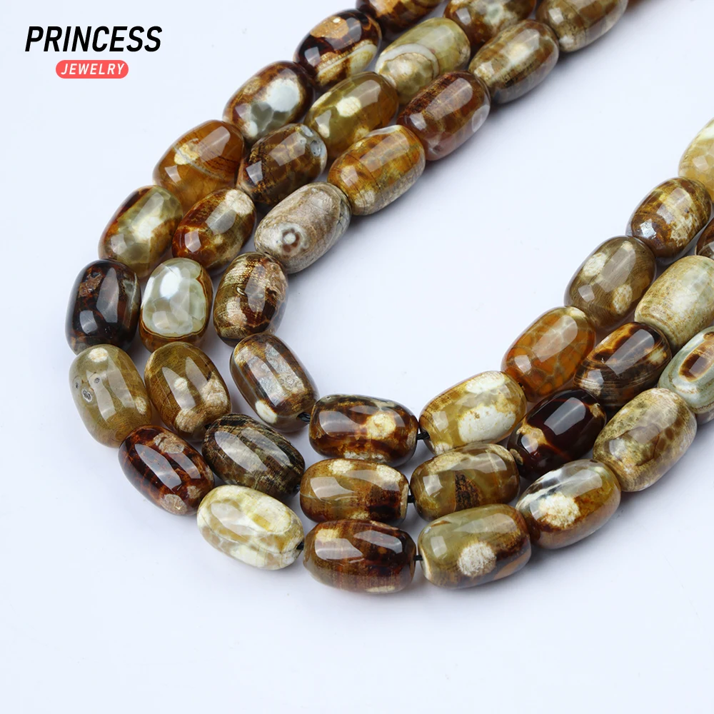 A+ Natural Fiery Agate Onyx Barrel Tubular Shape Beads for Jewelry Making Bracelet Necklace Wholesale DIY Beads Accessories