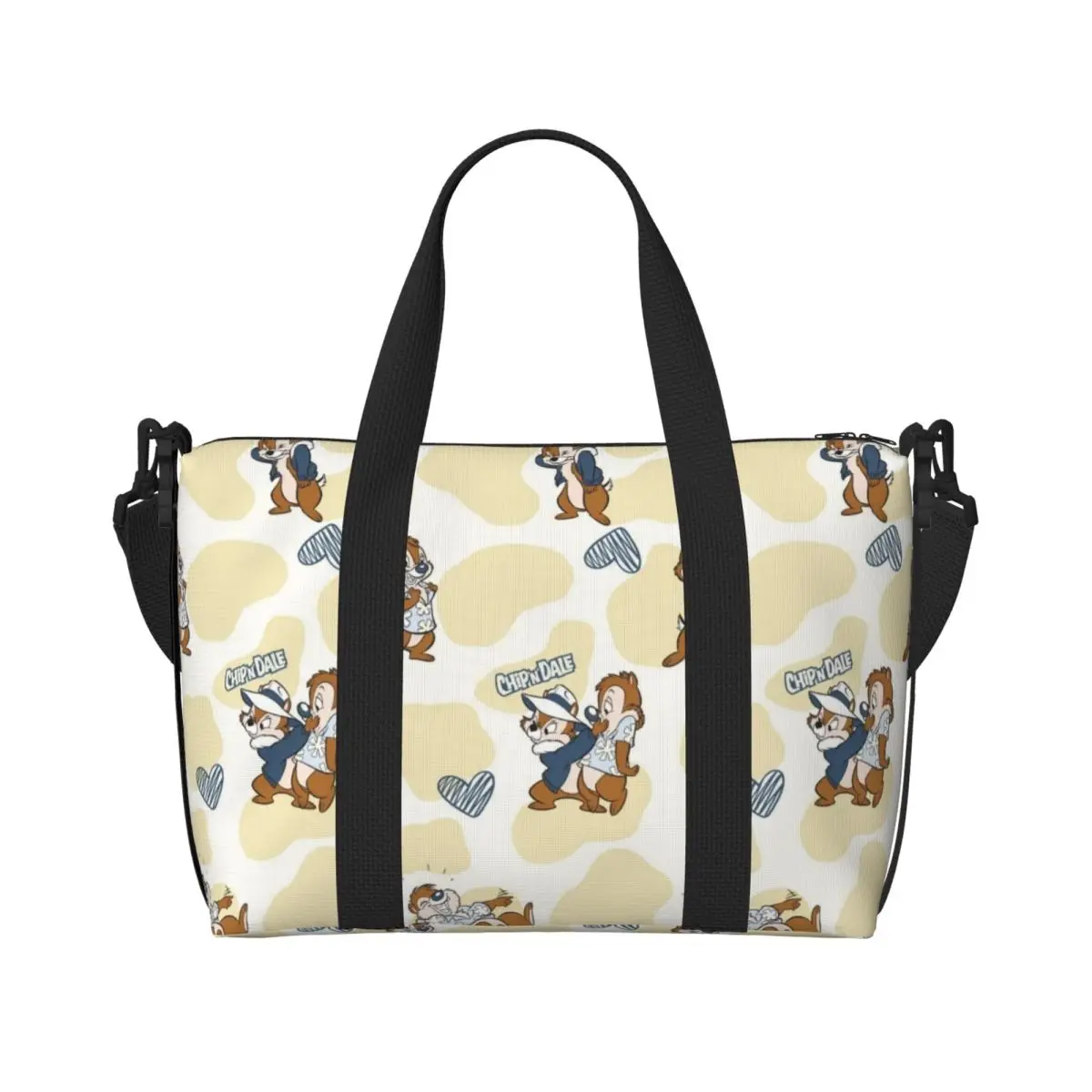 

Custom Chip 'n' Dale Cartoon Tote Bag for Women Big Capacity Beach Gym Travel Bags