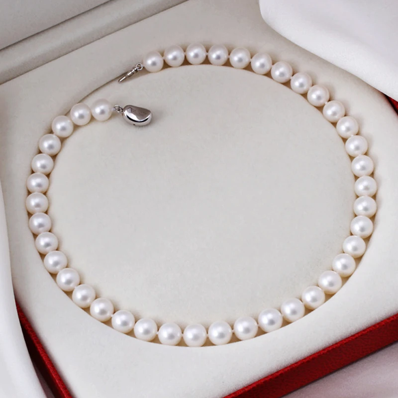 HOOZZ.P 8-9mm AAAA Quality Freshwater Cultured Pearl Necklace In White Real Big Mother Of Choker Bead Ladies Luxury Jewelry S925