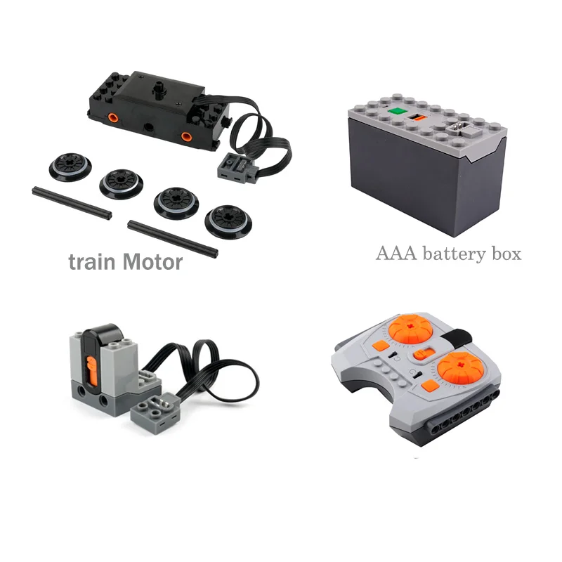 Technologie Onderdelen Treinspoor Motor MOC Blokken Kit Power Functies Met Infrarood Snelheid Afstandsbediening Ontvanger Bakstenen DIY Speelgoed