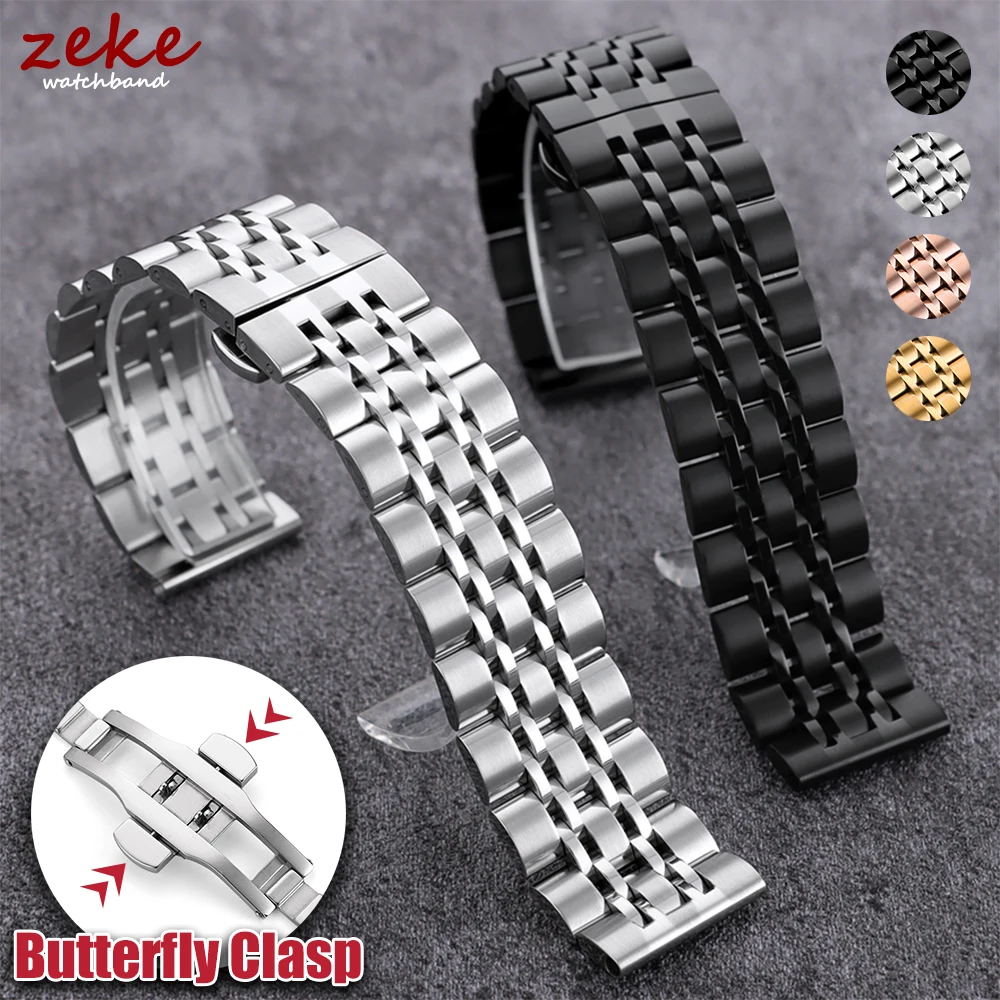 

Premium Stainless Steel Watch Band 20mm 22mm Solid Metal Strap for Omega for Seiko Wrist Bracelet Butterfly Buckle Watchbands