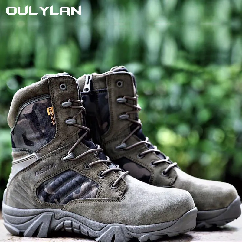 Combat Outdoor Camping Combat Boots Leather Camouflage Desert Boots Army Training Shoes Outdoor Military Hiking Boots Climbing