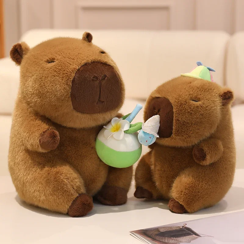 

Sunny Summer Capybara Plush Toys Cute Ice Cream Coconut Capybara Pulling Thread Toys Creative Holiday Capybala Doll Kids Gift