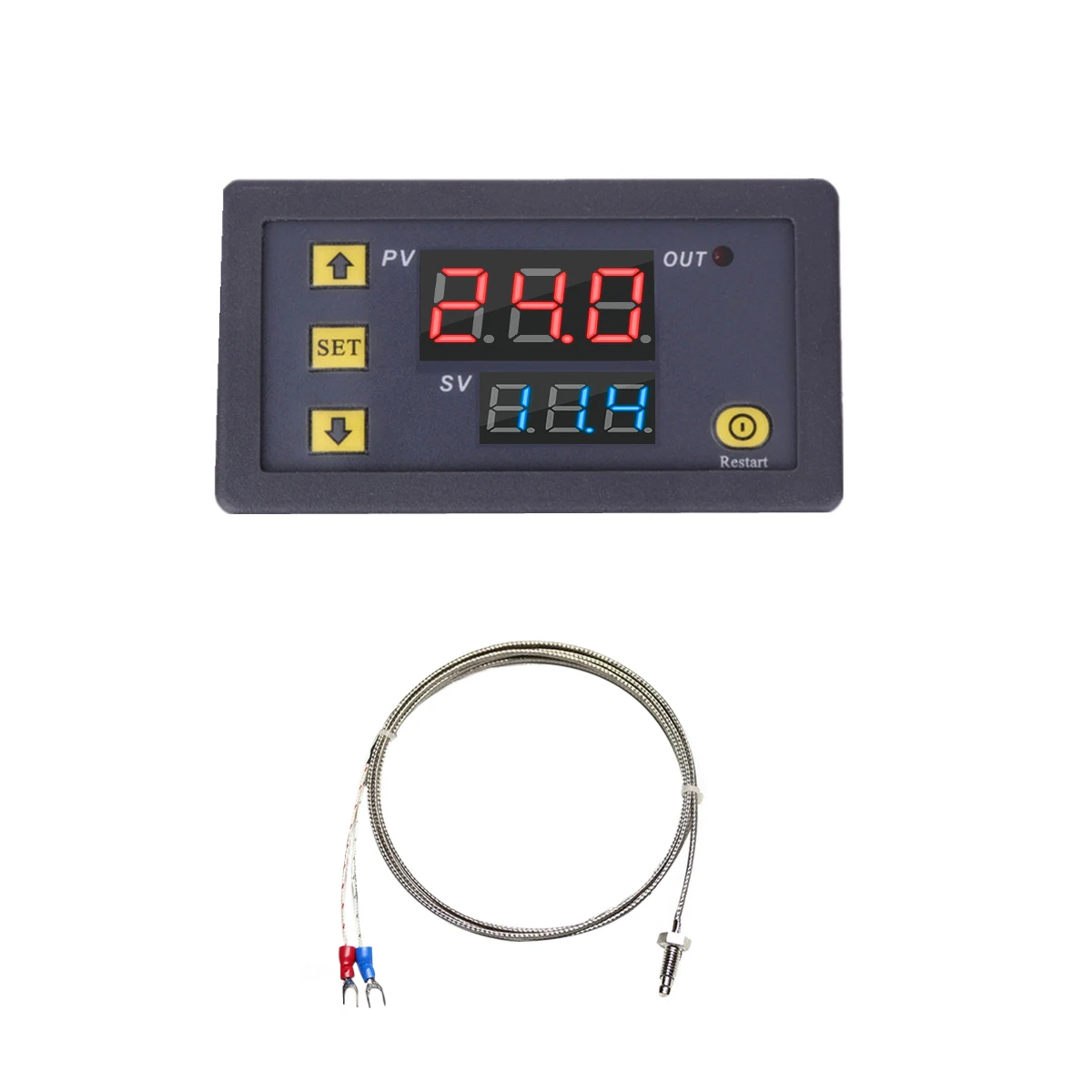Imagem -02 - Termostato do Controle de Temperatura de Digitas W3230 Dc12v Regulador Aquecimento Refrigerar Termorregulador com Sensor60 °c500 °c