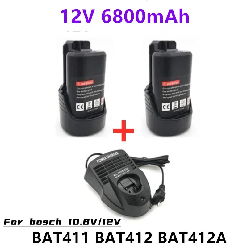 Latest 10.8V/12V 6800mAh Li-ion Rechargeable Power Tool Battery for   Cordless Electric Screwdriver BAT411 BAT412 BAT412A