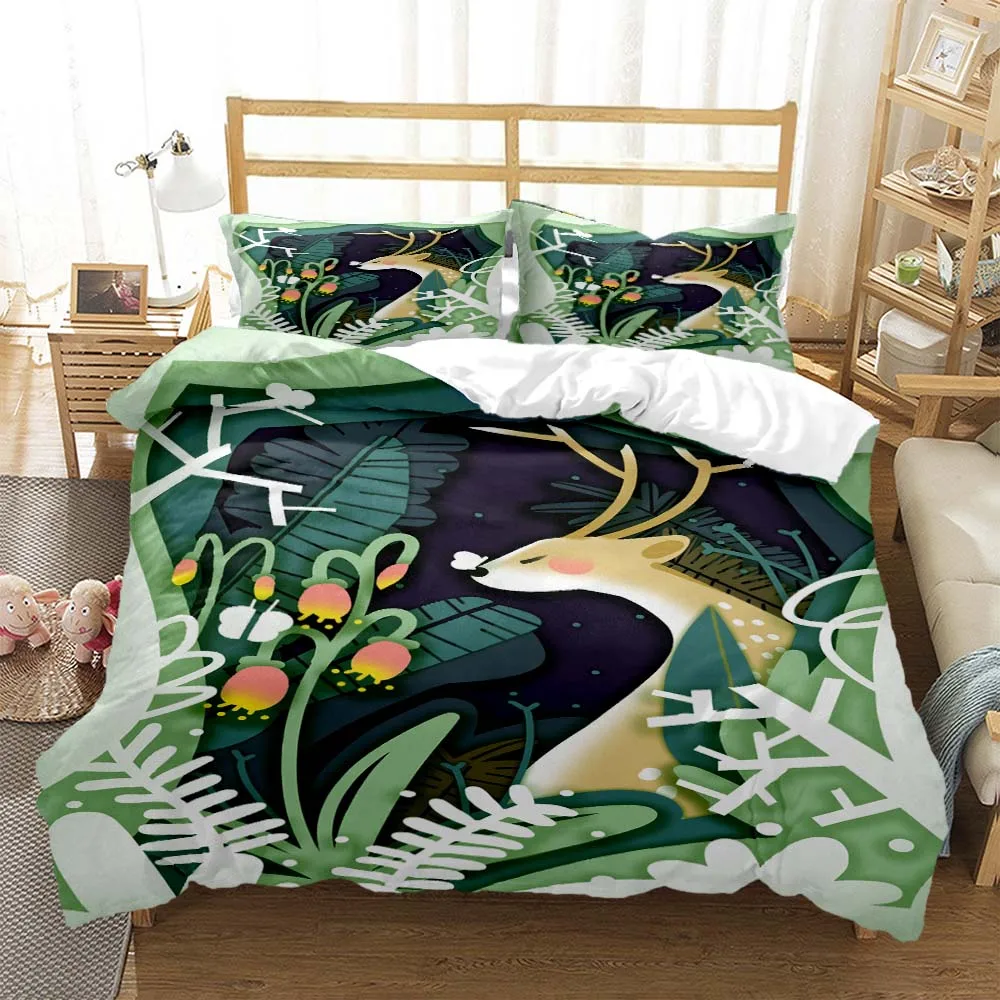 

Forest Deer Digital Print Polyester Bedding Sets Child Kids Covers Boys Duvet Cover Set For Teens Bedding Set