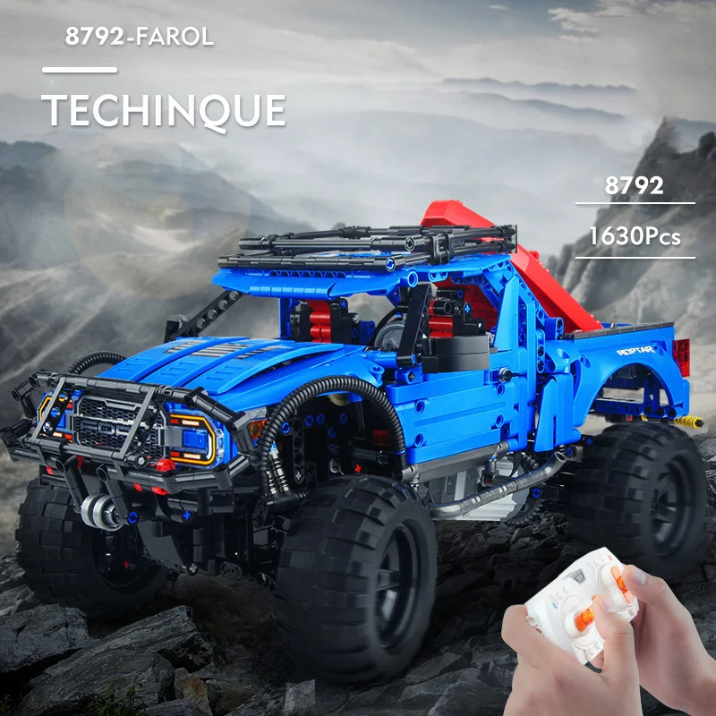 Technical Monsters Fords F150 Raptor Building Block Pickup Truck Radio 2.4ghz Remote Control Car Vehicle Bricks Rc Toys For Boy